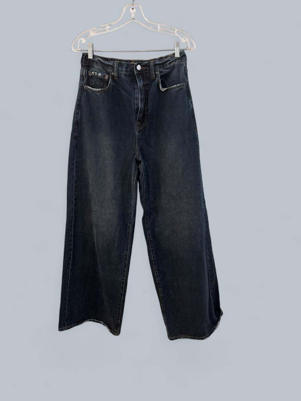 Girlfriend Wide Leg Denim Jeans Dark Wash - Picture 4 of 8